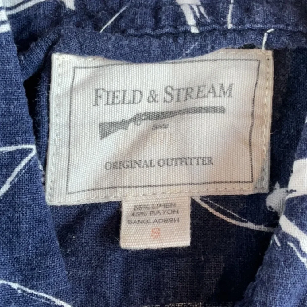 Field‎ & Stream Shirt Mens Small Blue Linen